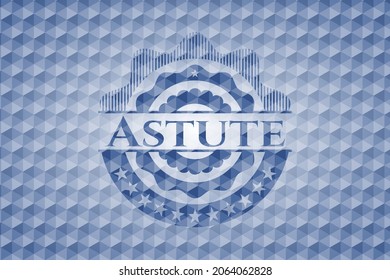 Astute blue hexagon badge. Vector Illustration. Detailed. 