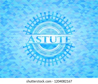 Astute sky blue emblem with mosaic background
