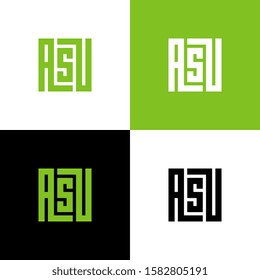 ASU logo letter design template, square shape typography, geometric vector illustration