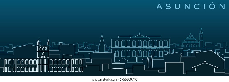 Asuncion Multiple Lines Skyline and Landmarks