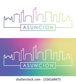 Asuncion skyline. Colorful linear style. Editable vector file.