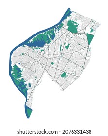 Asuncion vector map. Detailed map of Asuncion city administrative area. Cityscape panorama. Royalty free vector illustration. Outline map with highways, streets, rivers. Tourist decorative street map.