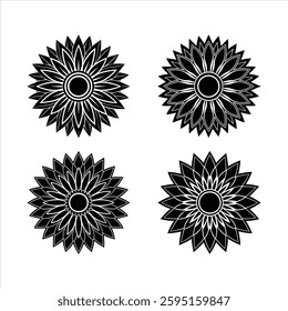 a-sunflower icon with a round center and ong- symbols
