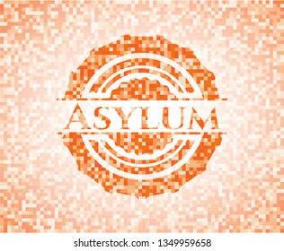 Asylum Abstract Emblem, Orange Mosaic Background