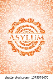 Asylum Abstract Orange Mosaic Emblem With Background