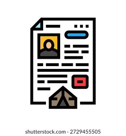 asylum application document color icon vector. asylum application document sign. isolated symbol illustration