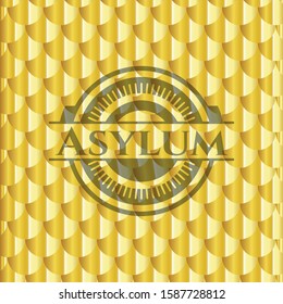 Asylum gold badge. Scales pattern. Vector Illustration. Detailed.
