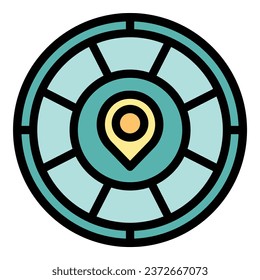 Asylum lcoation icon outline vector. Migrant people. Poor help color flat