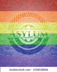 Asylum lgbt colors emblem. Vector Illustration. Mosaic.
