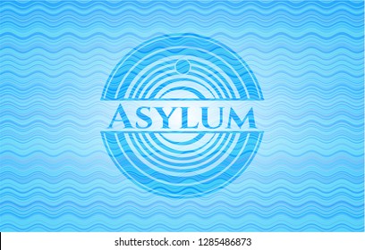 Asylum light blue water wave badge.