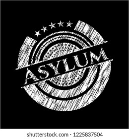 Asylum written on a chalkboard
