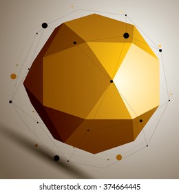 Asymmetric 3D abstract object with connected lines and dots, geometric form with lattice structure.