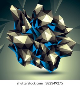 Asymmetric 3D abstract object, geometric spatial form. Render and modeling.