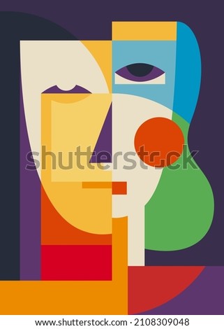 Asymmetric abstract poster. Creative placard design in flat style. [[stock_photo]] © 