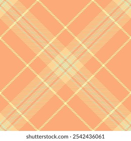 Padrão de textura de fundo assimétrico, xadrez de tartan sem costura da internet. O vetor de tecido Daisy verifica o tecido em cores laranja e âmbar.