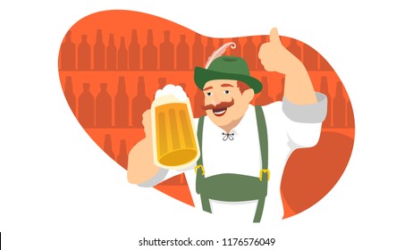 asymmetric bavarian man holding beer