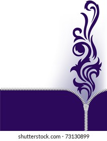 asymmetric blue background with a fastener and ornament