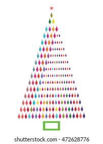 Asymmetric Christmas Tree  - colorful bulbs
