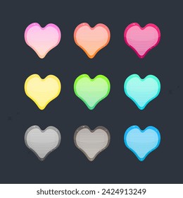 Asymmetric Different Colors Se Heart Note Pad Icon Window Isolated Vector