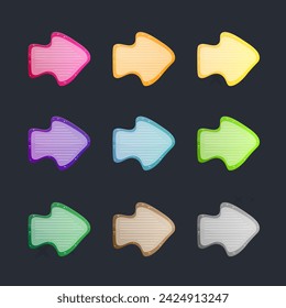 Asymmetric Different Colors Set Arrow Shape Note Pad Icon Window Isolated Vector
