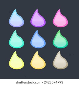 Asymmetric Different Colors Set Drop Shape Note Pad Icon Window Isolated Vector