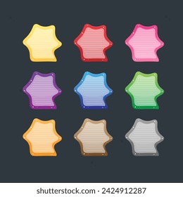 Asymmetric Different Colors Set Star Note Pad Icon Window Isolated Vector