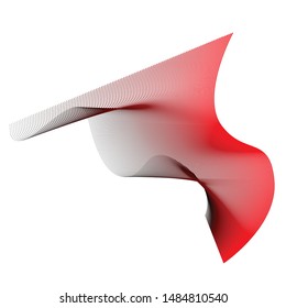 asymmetric geometric outline wavy effect technology dynamic design element template isolated on white red black color vector 3d shape