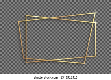 Asymmetric golden frames with shadows and highlights isolated on a transparent background. Eps 10