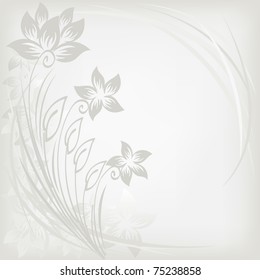 asymmetric gray background with three flowers