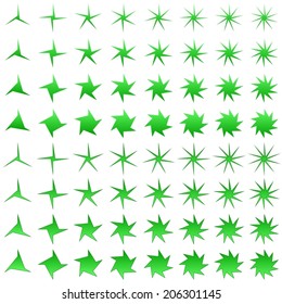 Asymmetric green star shape collection - vector version
