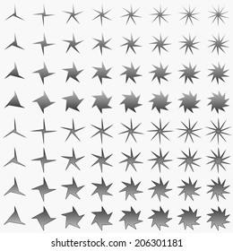 Asymmetric grey star shape collection - vector version