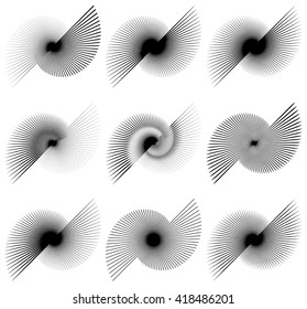 Asymmetric irregular lines. Set of 9 different elements.