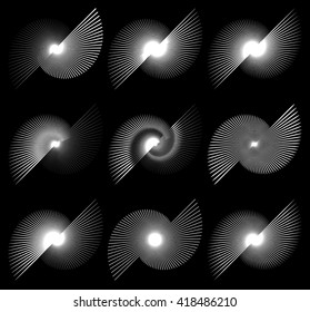 Asymmetric irregular lines. Set of 9 different elements.