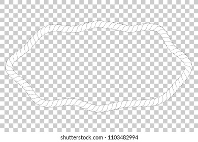 asymmetric oval shape, frame from white rope for your element design at transparent effect background,
