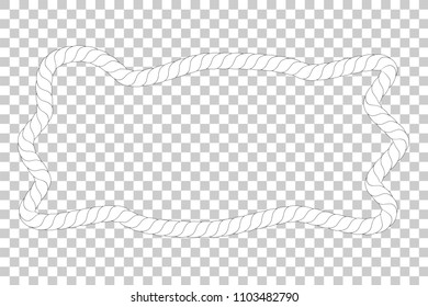 asymmetric rectangle shape, frame from white rope for your element design at transparent effect background,
