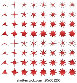 Asymmetric red star shape collection - vector version