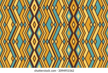 Asymmetric rhombus ethnic motifs vector geometric pattern. Embroidery batik patchwork mexican ornament. Fabric repeating pattern. Interior decor hipster ornament. Cute background.