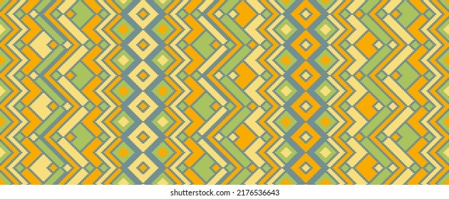 Asymmetric rhombus ethnic motifs vector geometric pattern. Embroidery batik patchwork native indian ornament. Textile repeat pattern. Fashion elegant ornament. Ikat tribal design.