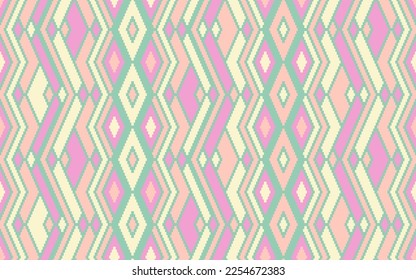 Asymmetric rhombus ethnic motifs vector geometric pattern. Mosaic chevron texture apache ornament. Rug repeating pattern. Interior decor simple ornament. Ancient folk print.