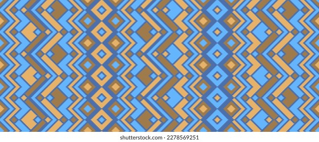 Asymmetric rhombus ethnic motifs vector geometric pattern. Embroidery batik patchwork american ornament. Tapestry endless pattern. Interior decor bohemian ornament. Ethnic ornamental motif