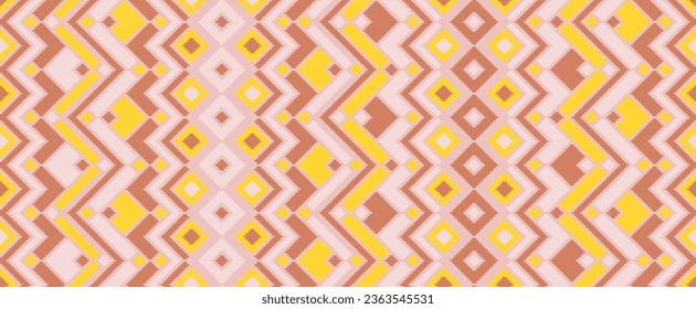 Asymmetric rhombus ethnic motifs vector geometric pattern. Embroidery batik patchwork german ornament. Textile repeat pattern. Interior decor simple ornament. Cute background.