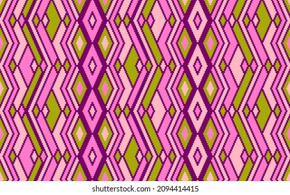 Asymmetric rhombus traditional motifs vector geometric pattern. Embroidery batik patchwork navajo ornament. Fabric repeating pattern. Interior decor geo ornament. Cute background.