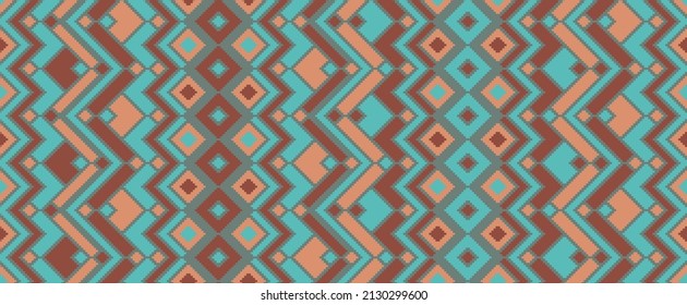 Asymmetric rhombus traditional motifs vector geometric pattern. Embroidery batik patchwork aztec ornament. Rug repeating pattern. Interior decor bohemian ornament. Cloth wallpaper print.