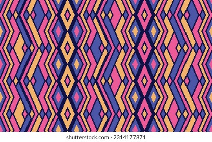 Asymmetric rhombus traditional motifs vector geometric pattern. Mosaic chevron texture persian ornament. Tapestry endless pattern. Fashion retro ornament. Cute background.