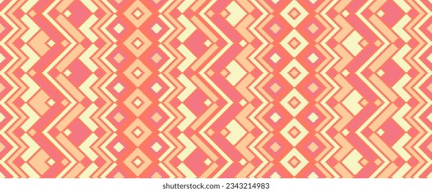 Asymmetric rhombus traditional motifs vector geometric pattern. Embroidery batik patchwork navajo ornament. Fabric repeating pattern. Interior abstract decor ornament. Ikat tribal design.