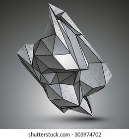Asymmetric sharp metallic object created from geometric figures.