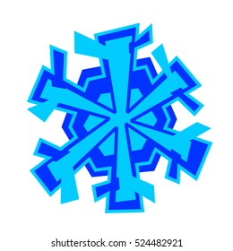 Asymmetric snowflake. Transparent background.