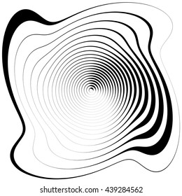 Asymmetric spiral shape isolated on white. Irregular, concentric lines abstract design element, geometric shape.