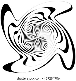 Asymmetric spiral shape isolated on white. Irregular, concentric lines abstract design element, geometric shape.