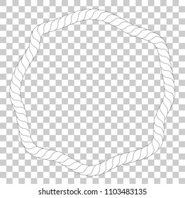 asymmetric square shape, frame from white rope for your element design at transparent effect background,
